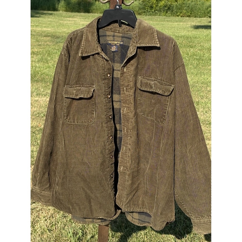 Chesterfield Men's Shacket Size XXL Green Corduroy Workwear Retro Outdoor Cotton